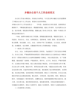 乡镇办公室个人工作总结范文 