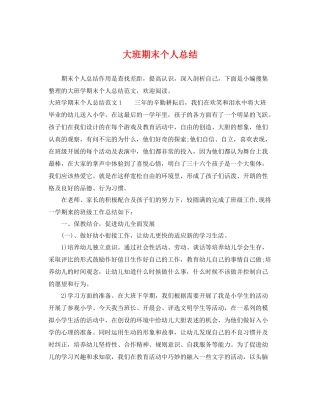 大班期末个人总结 
