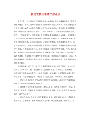 新员工转正申请工作总结 