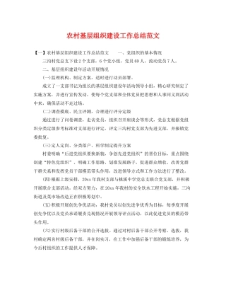 农村基层组织建设工作总结范文 