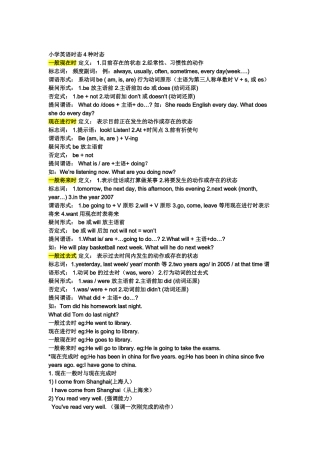 小学英语常见四种时态