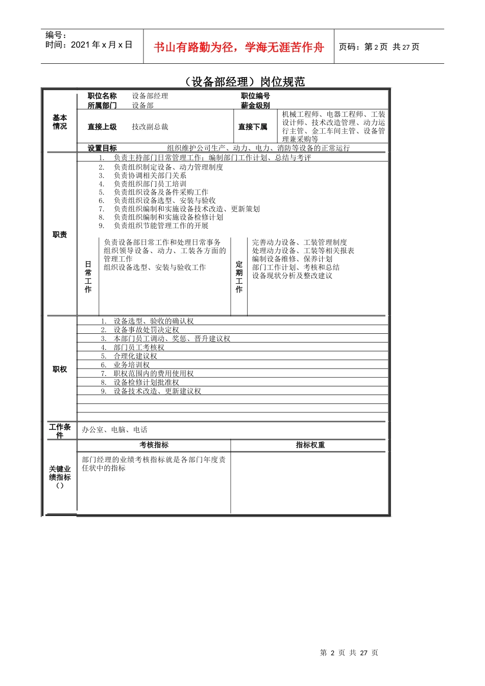 公司设备部岗位规范_第2页