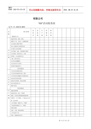 TS16949体系“6S”活动检查表