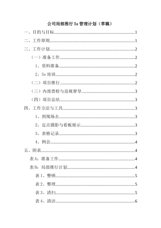 5S局部推行计划书