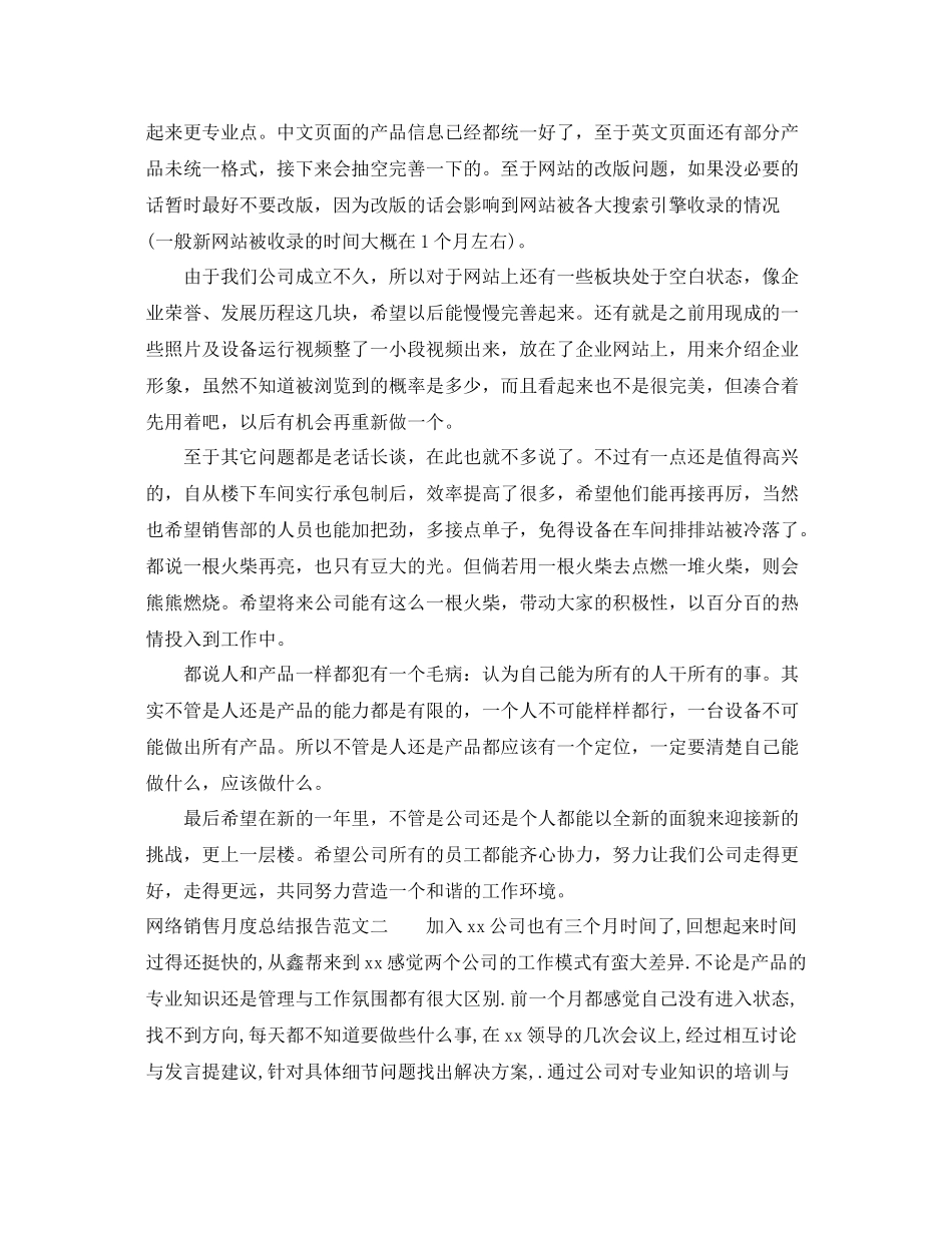 网络销售月度总结报告 _第2页