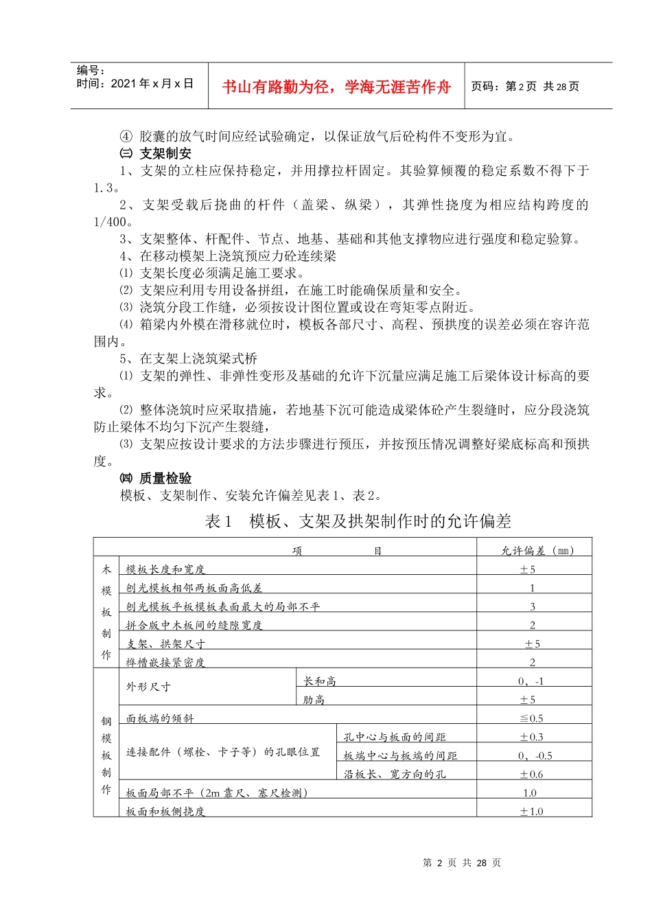 模板支架施工作业指导书_第2页