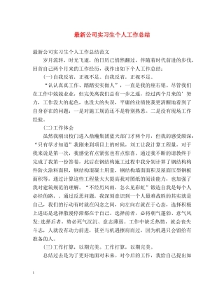 最新公司实习生个人工作总结 