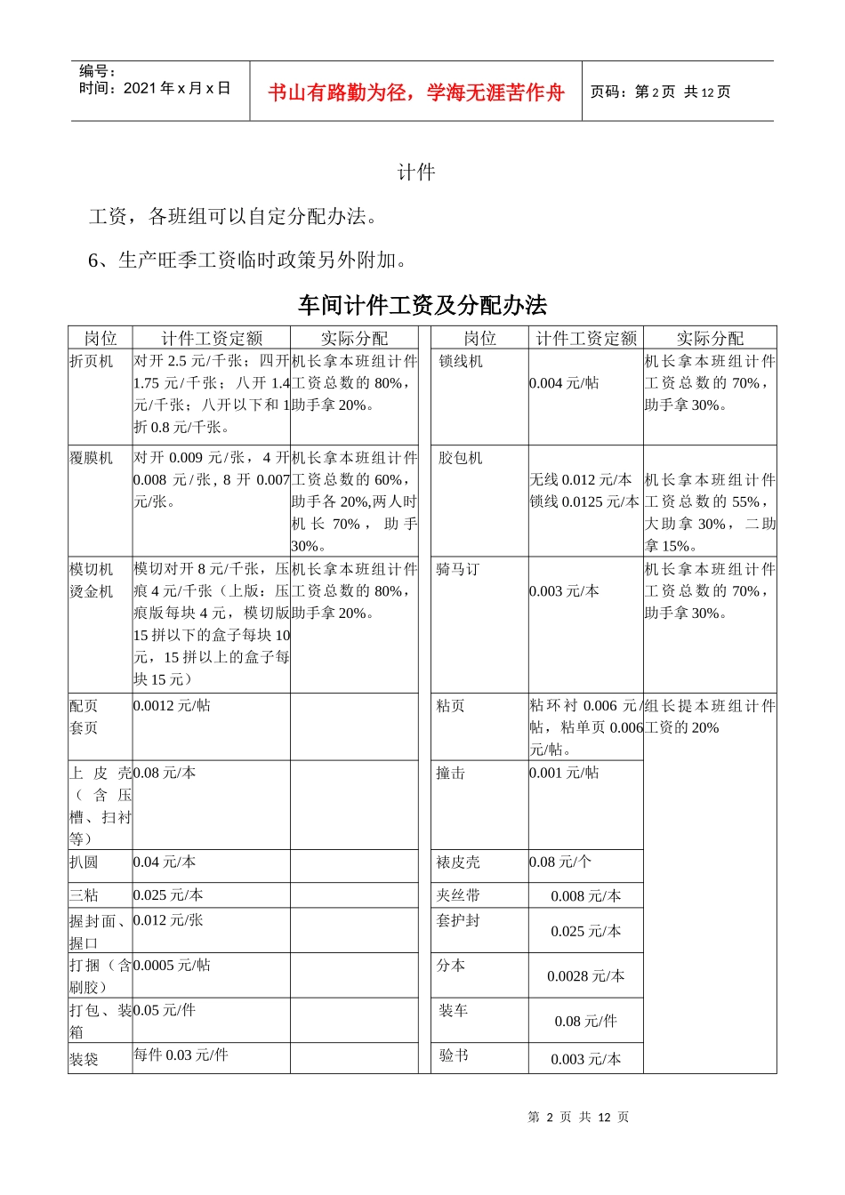 某公司车间工资方案_第2页