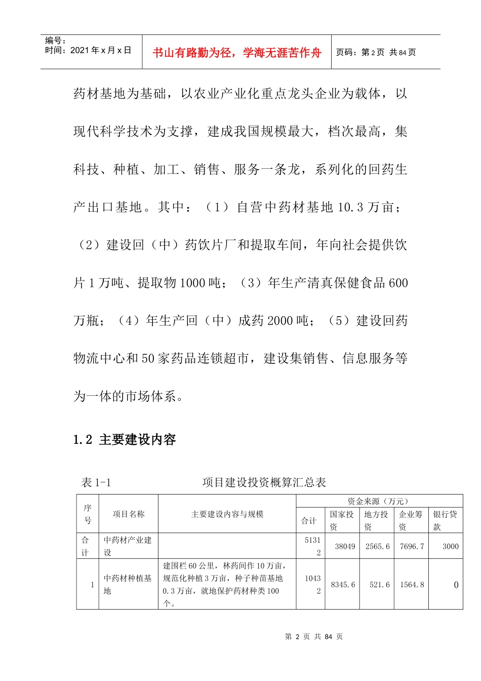 宁夏回药六盘山药材生产出口基地建设项目规划报1_第2页