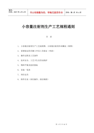 小容量注射剂生产工艺