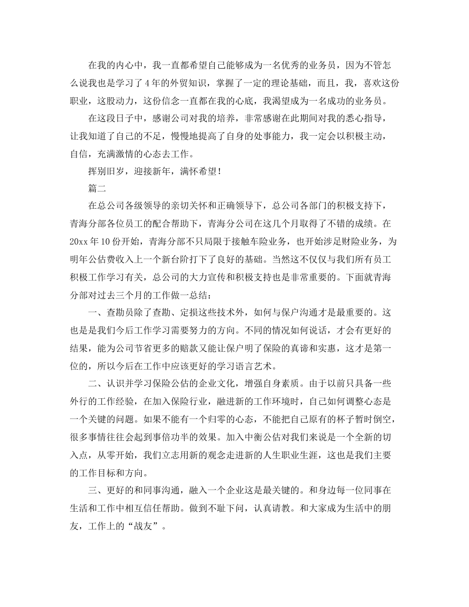 业务员个人工作总结范文三篇 _第2页