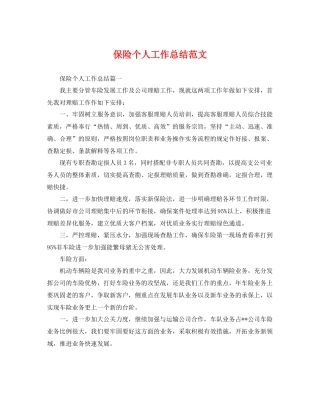 保险个人工作总结范文 