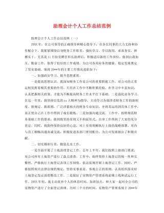助理会计个人工作总结范例 