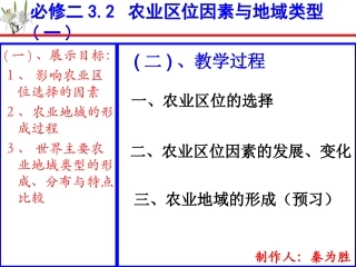 农业区位因素与农业地域类型（一）