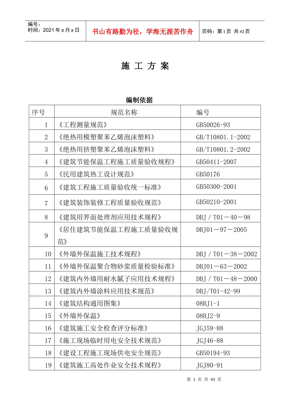 聚苯板保温技术施工方案_第1页