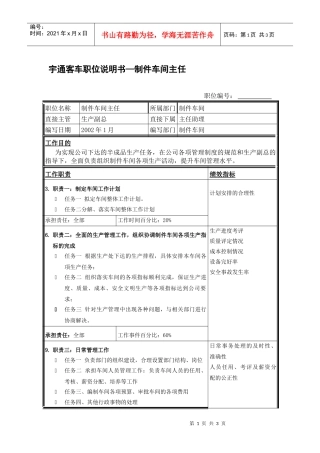 职位说明书-制件车间主任