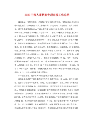 干部人事档案专项审核工作总结  (2)