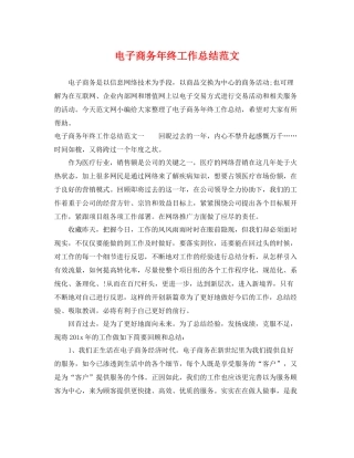 电子商务年终工作总结范文 