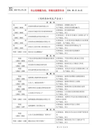 饲料添加剂预混料生产企业