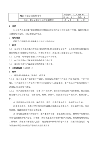 23环境、职业健康安全运行控制程序(行政部)