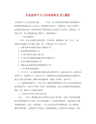 专业技术个人工作总结范文【三篇】 