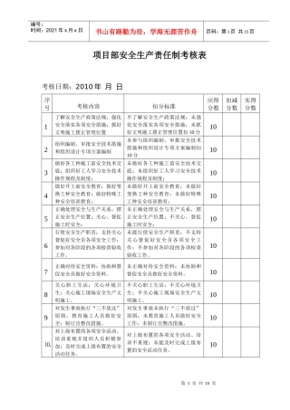 六、项目部安全生产责任制考核表 季次