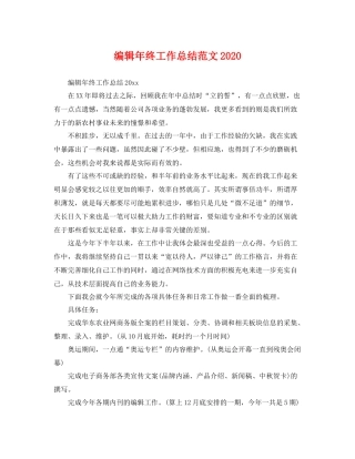 编辑年终工作总结范文2020 