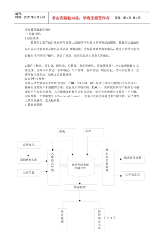 仓库管理数据库设计 李峰