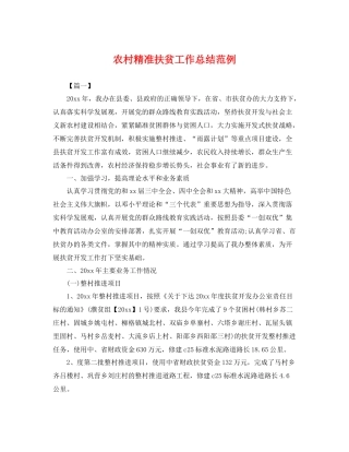 农村精准扶贫工作总结范例 