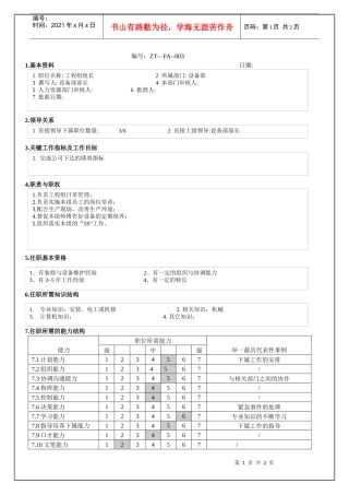 工程组组长职位说明书
