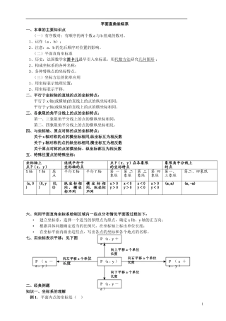 初一数学下册平面直角坐标系知识点+例题
