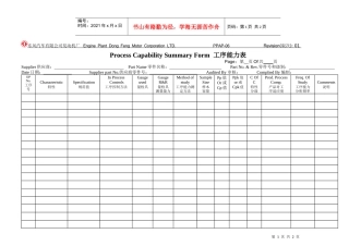 PPAP06工序能力表