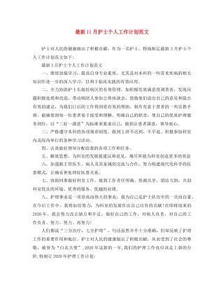 最新11月护士个人工作计划范文 