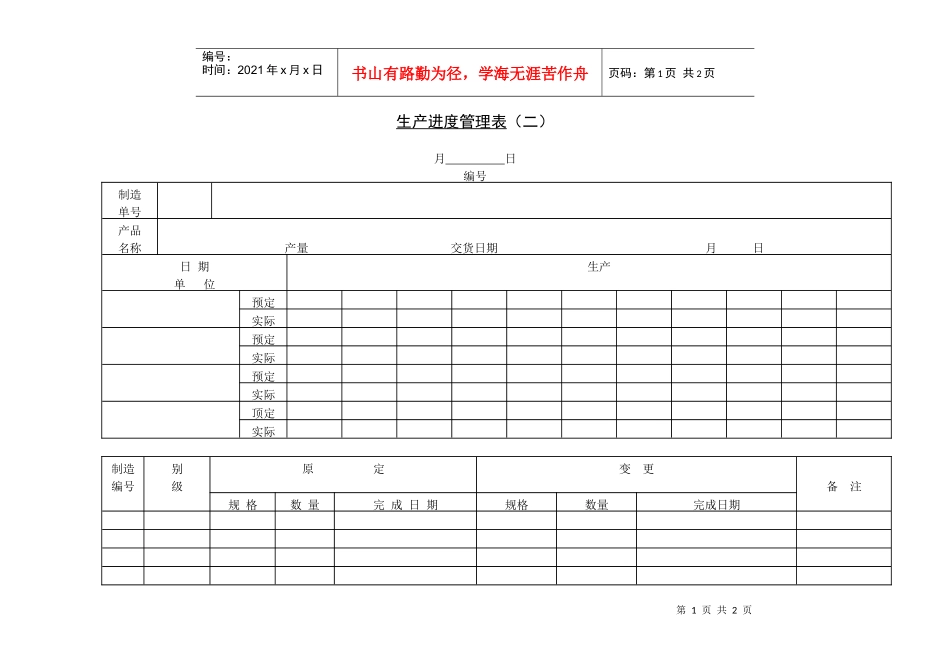 生产进度管理表（二）_第1页