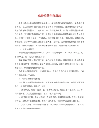 业务员的年终总结 