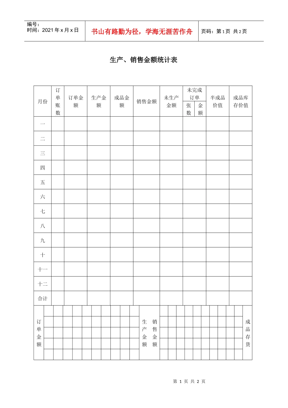 生产销售金额统计表_第1页
