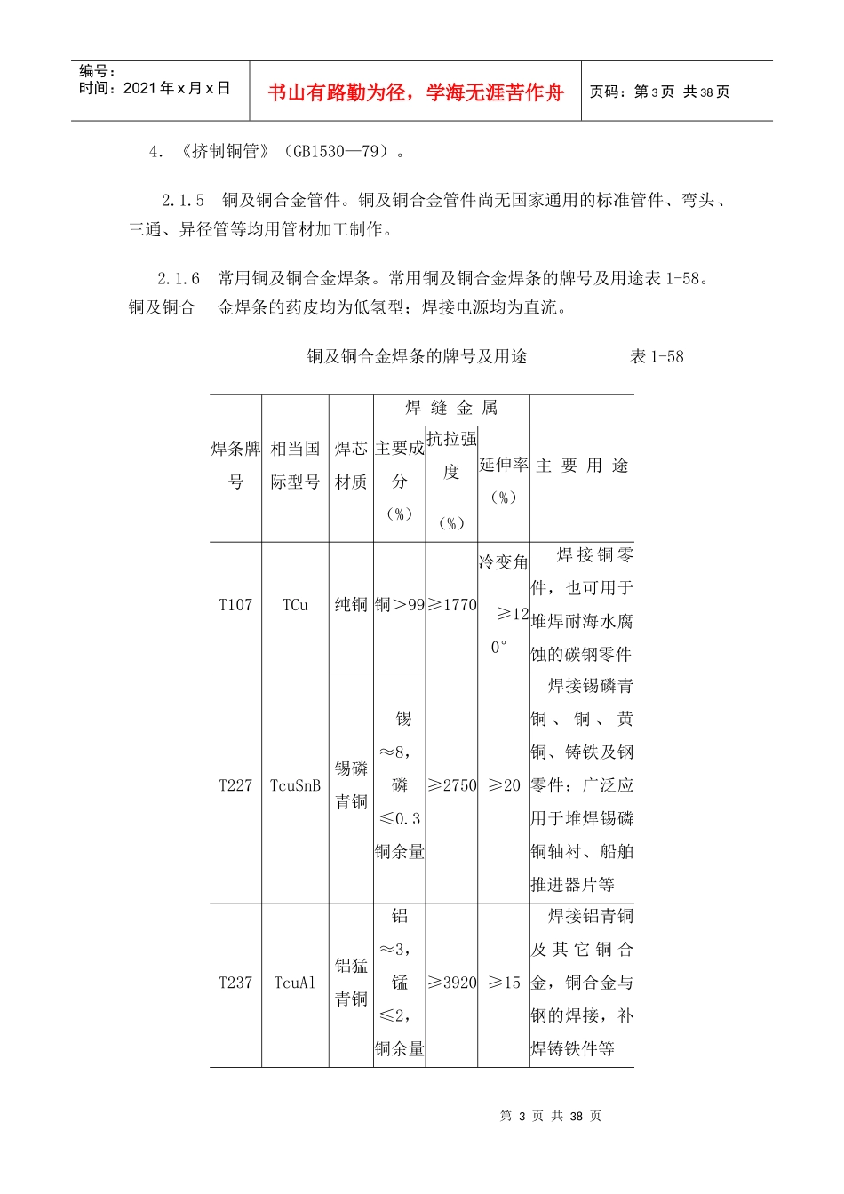 紫铜、黄铜管道安装工艺标准-38_第3页