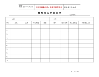 材料设备样板目录