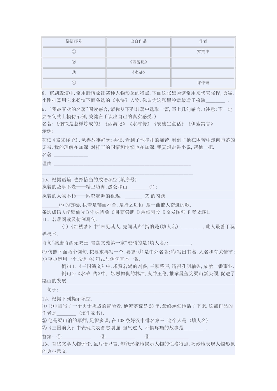 初中书后附录后名著知识_第2页