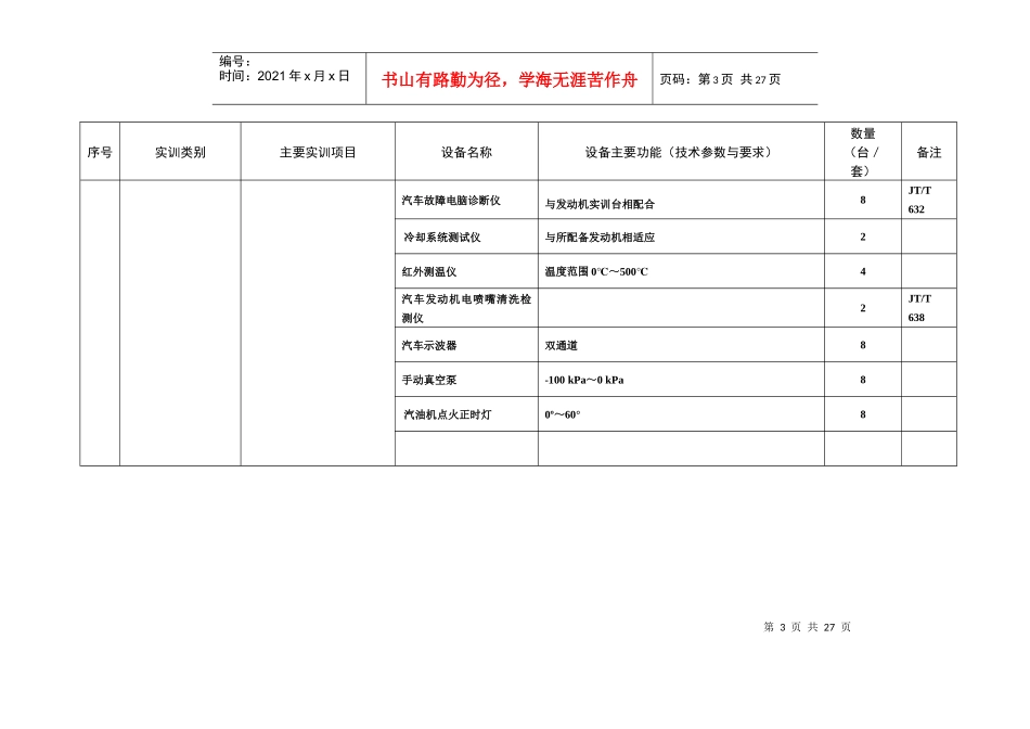 汽车运用与维修专业实训基地设备基本配置推荐标准_第3页