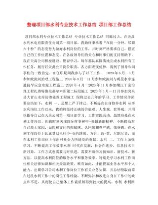 整理项目部水利专业技术工作总结 项目部工作总结 