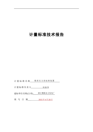 计量标准技术报告(珊溪电厂)330