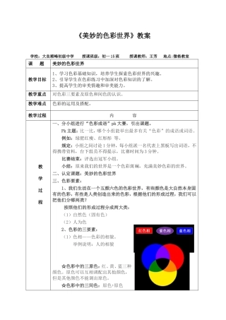 美妙的彩色世界教案