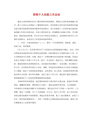 营销个人实践工作总结 