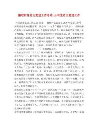 整理村党总支党建工作总结-公司党总支党建工作 