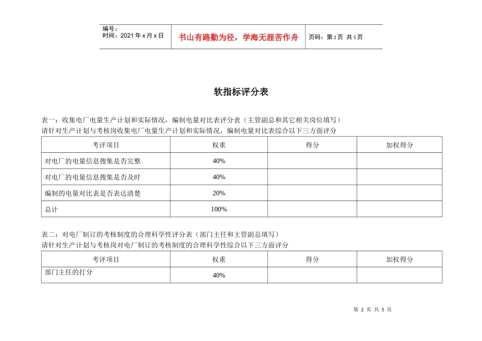某水电开发企业生产管理部生产计划与考核岗位kpi说明表_第2页