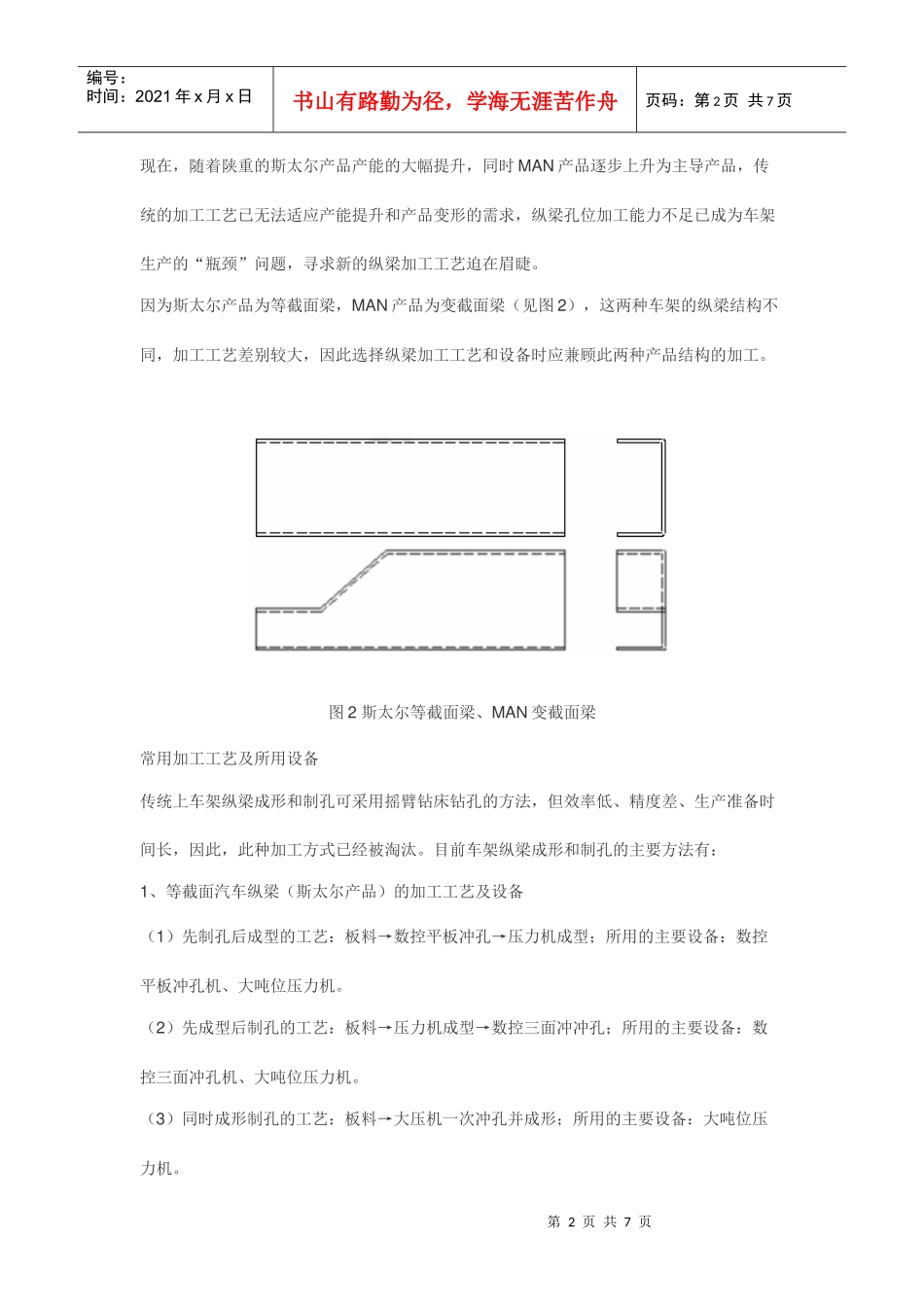 汽车纵梁加工工艺及设备的选择_第2页