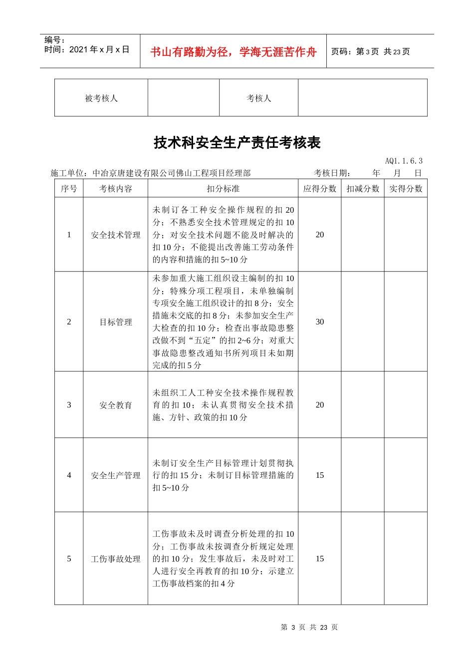 安全管理科安全生产责任考核表_第3页