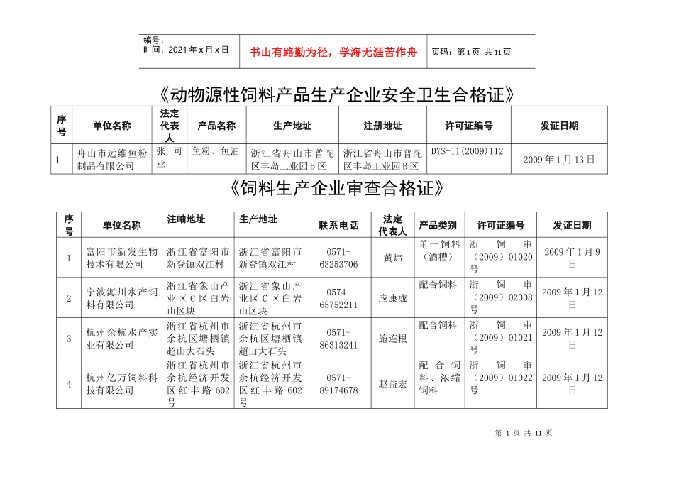动物源性饲料产品生产企业安全卫生合格证_第1页