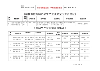 动物源性饲料产品生产企业安全卫生合格证